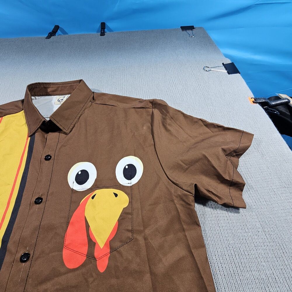 Hardaddy Button Up Shirt Men Medium Brown Chicken Funny - Picture 3 of 7